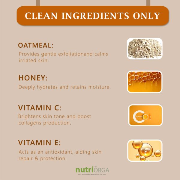 Ingredients of Oatmeal, Honey & Vitamin E & C